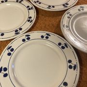 13 plates Longchamp pottery cobalt blue cherries