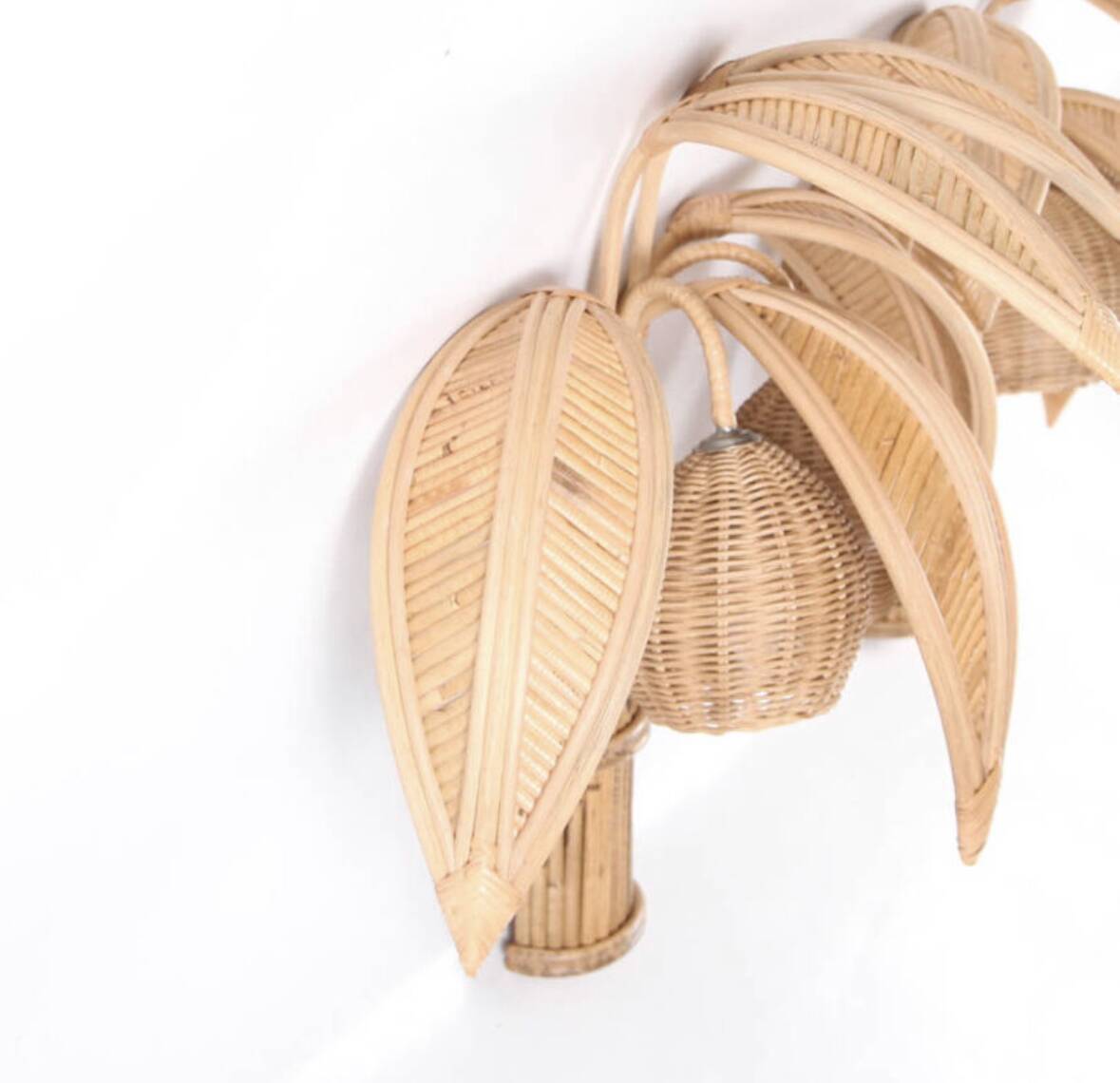 Paire d’appliques « cocotier/palmier » en rotin
