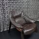 Brutalist brown Leather low Lounge Chair, Norway 1970s