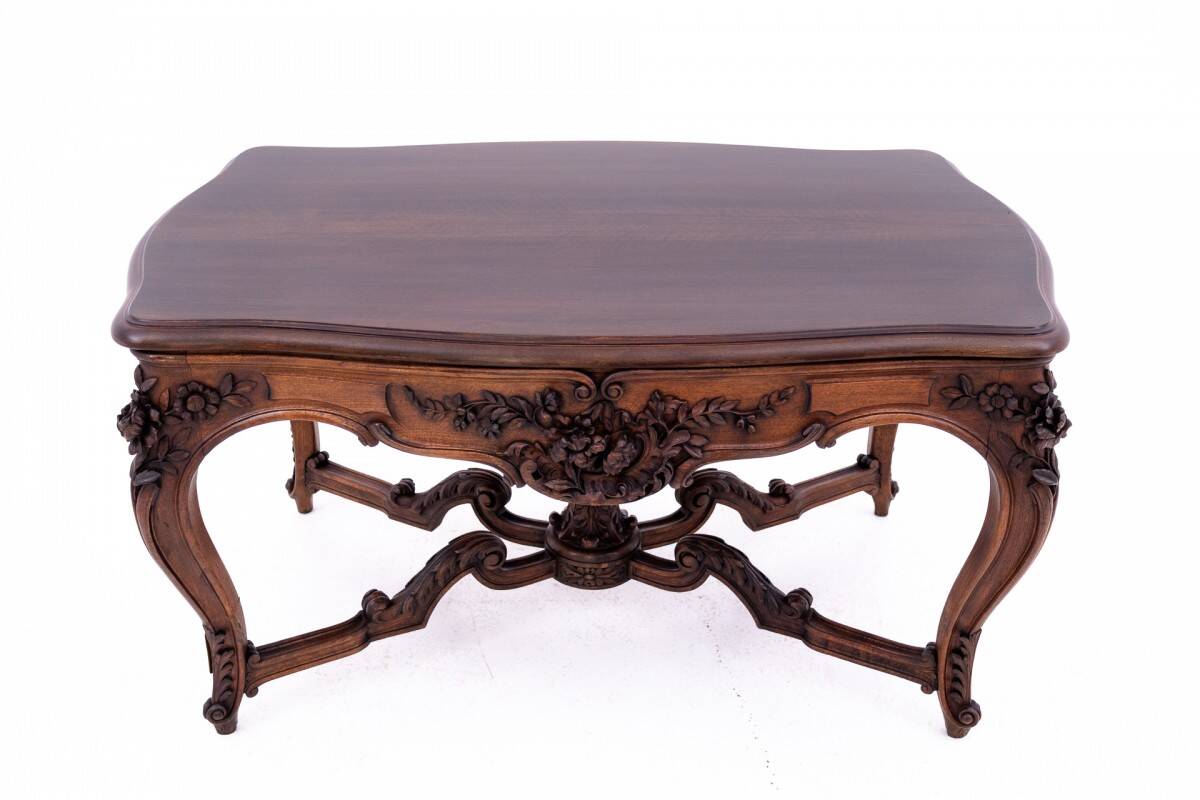 Richly carved table - coffee table, France, late 19th century.