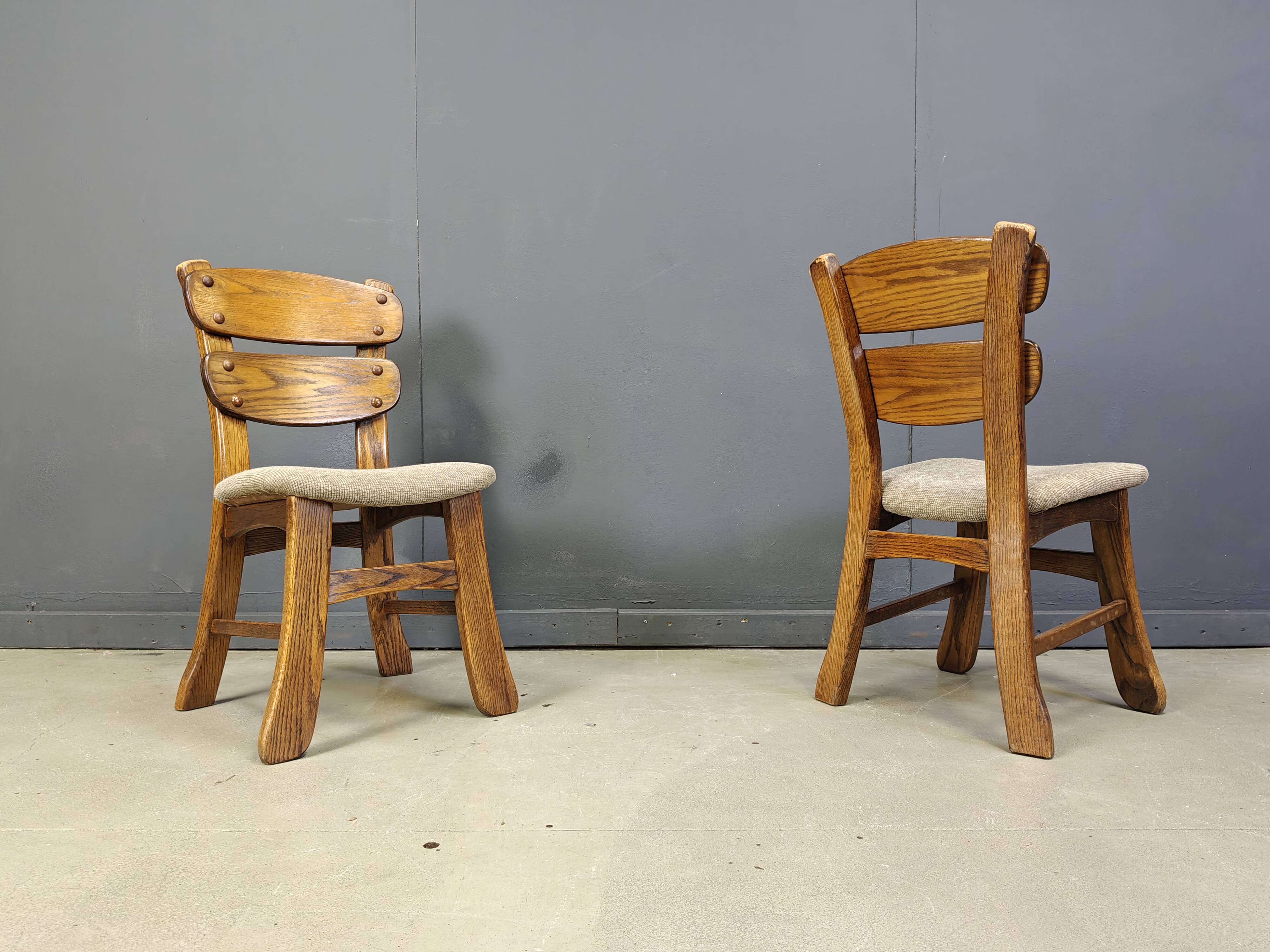 Vintage brutalist dining chairs, set of 5 - 1960s