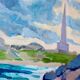 Original Swedish oil painting on panel "Coastal Scene" by D. Samuelsson