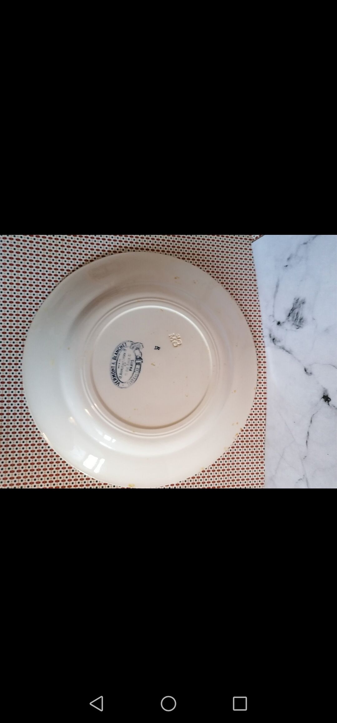 Former plate earthenware iron earth, blue landscape décor, Vermont - Blanchet Paris 19th