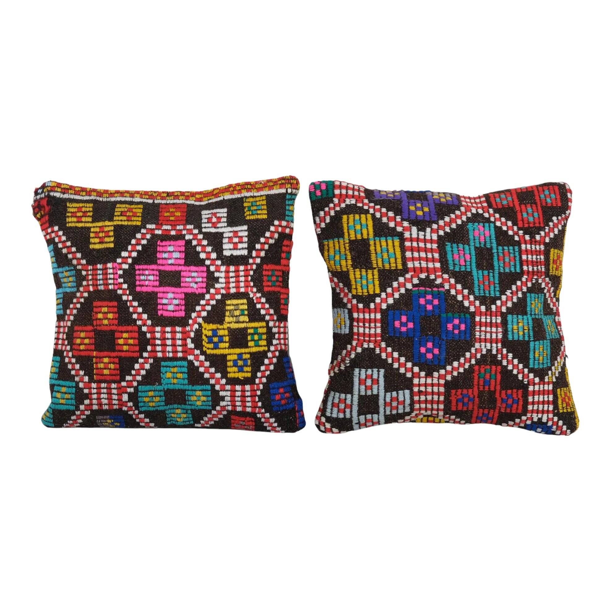 Set of 2 vintage kilim cushion covers 41x41 cm