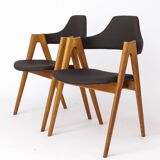 2 Compass Teak Dining Chairs, 1960s, by Kai Kristiansen for Sva Møbler, Set