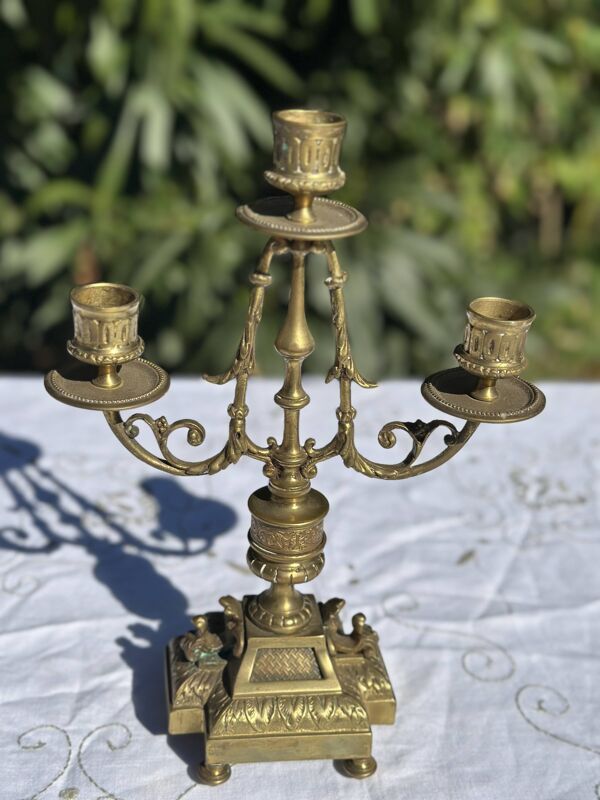 Vintage Bougeoir - Bougeoir en laiton - Bougeoirs à 3 bras