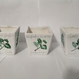 White sandstone pots decoration leaves Lot of 3