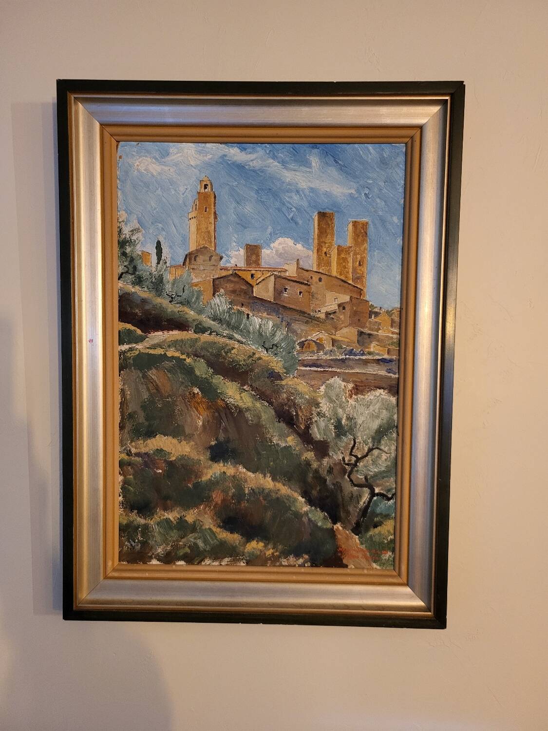Oil painting by Hans Lindén /1938/ San Gimignano Italy