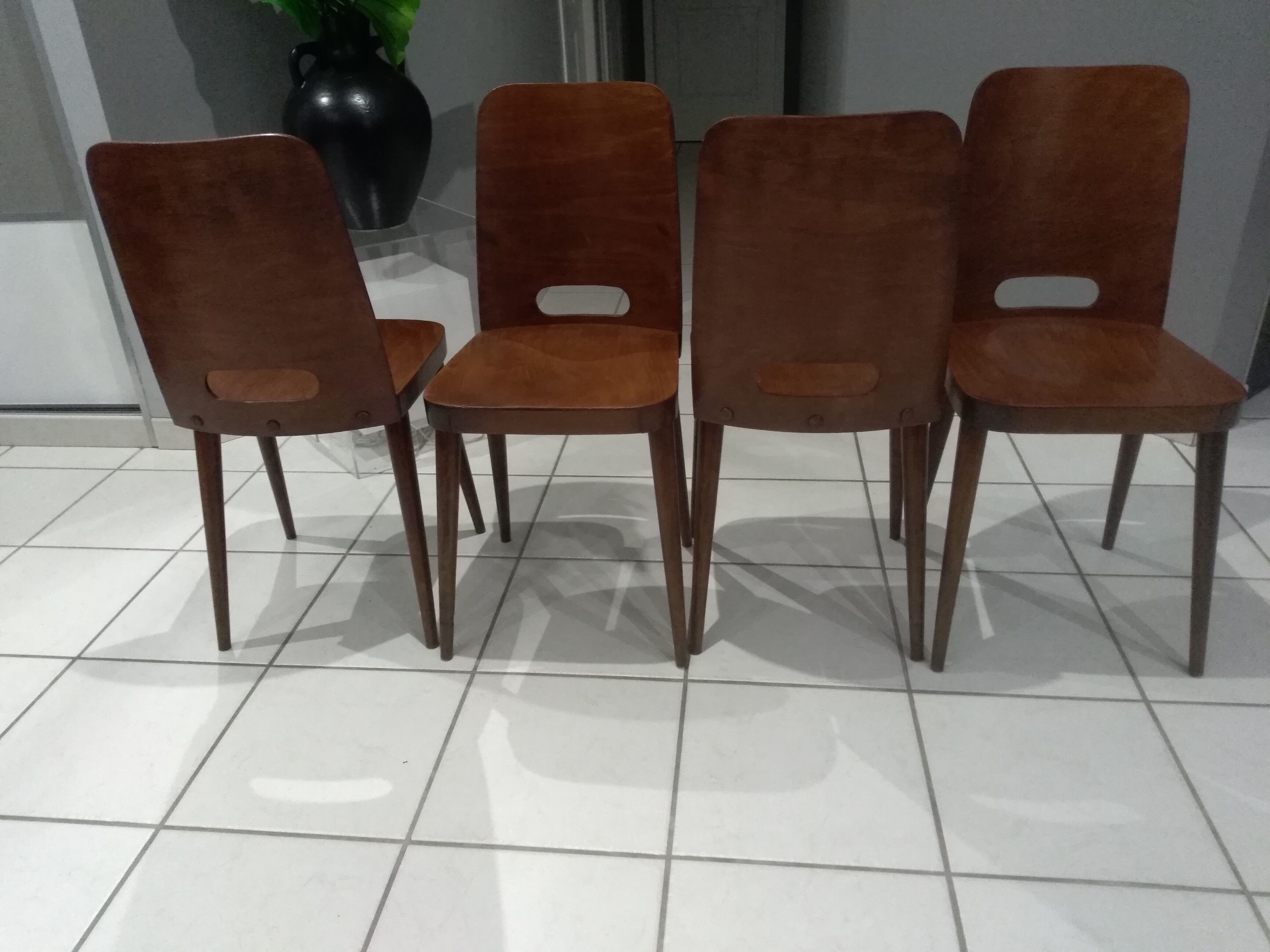 Suite of 4 Chairs by Bistrot Baumann year 1950