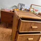 Commode en rotin vintage
