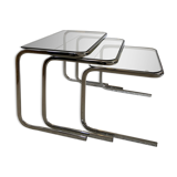 Nesting tables chrome and smoked glass