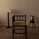 Chaise vintage à dossier ajouré et assise en jonc · 42×42×68 cm