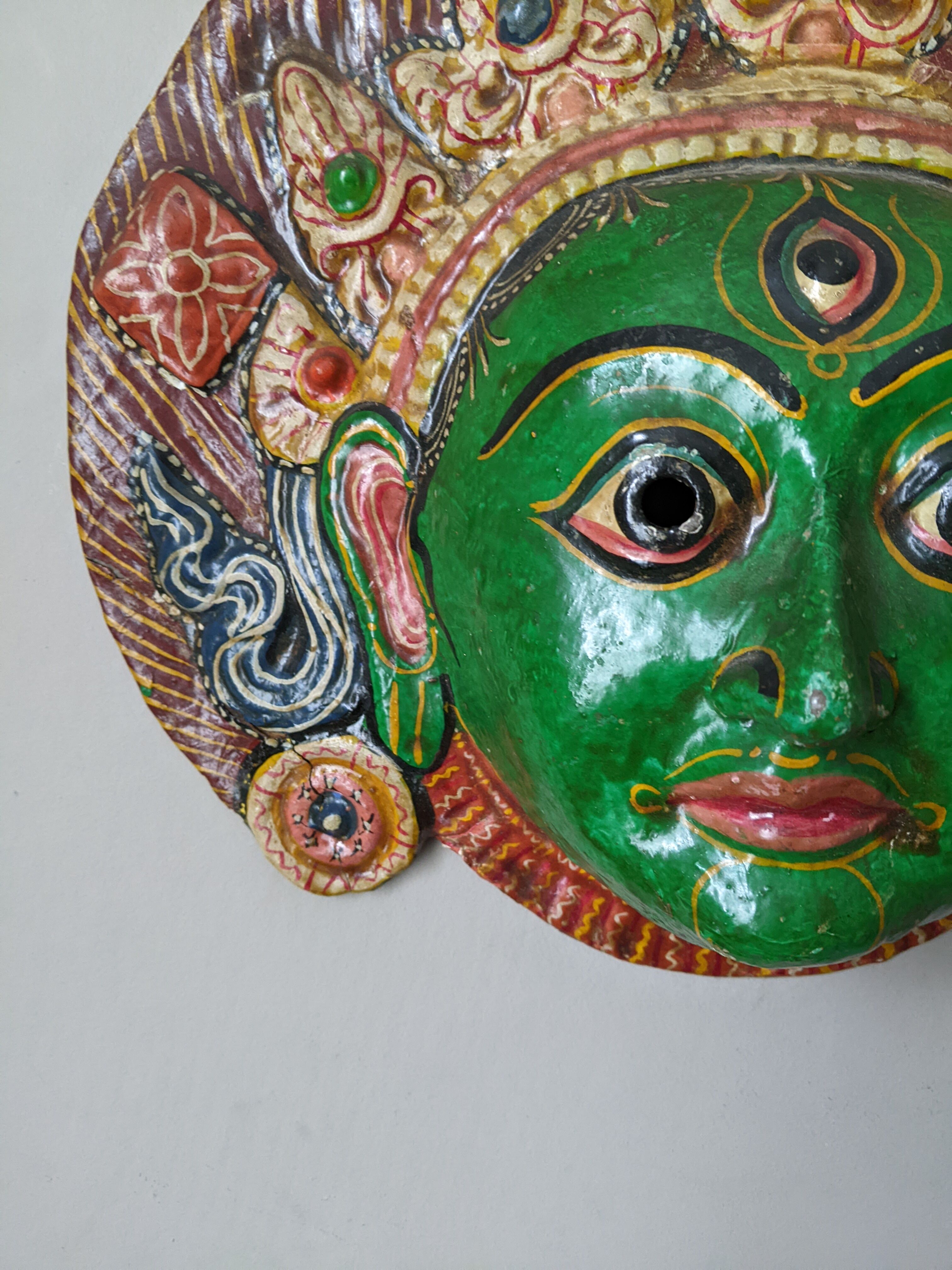 Tibetan wall mask handcrafted ethnic tribal decoration