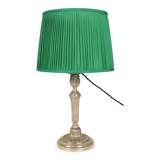 Candlesticks mounted as lamps, silver-plated bronze.