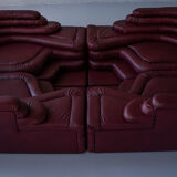 Terrazza Landscapes in Burgundy Leather by Ubald Klug for de Sede, 1970s, Set of 4