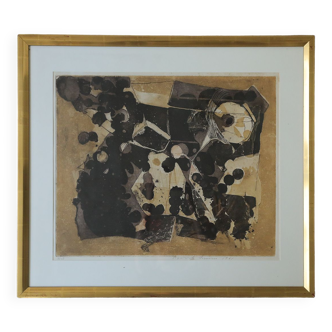 Thormod Larsen, Composition, Color Etching, 1961, Framed