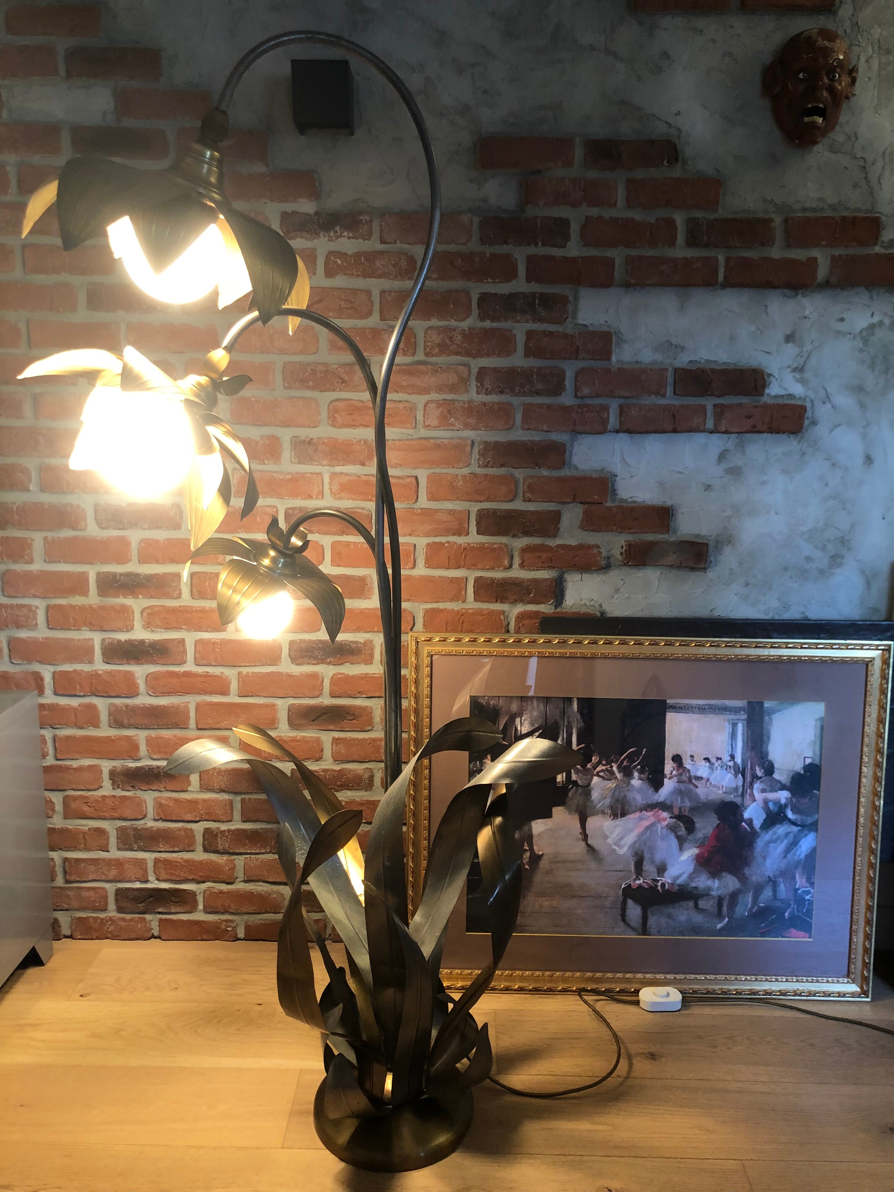 Lampadaire fleurs et plante lampe de plancher de fleur - design années 70
