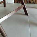 Pair of folding chairs wicker cané