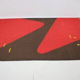 Design organic abstract geometric carpet/rug in style of Antonín Kybal, 1950s