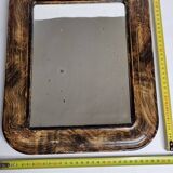 Antique Louis-Philippe mirror, rounded corners, imitation wood, 30 x 37 cm