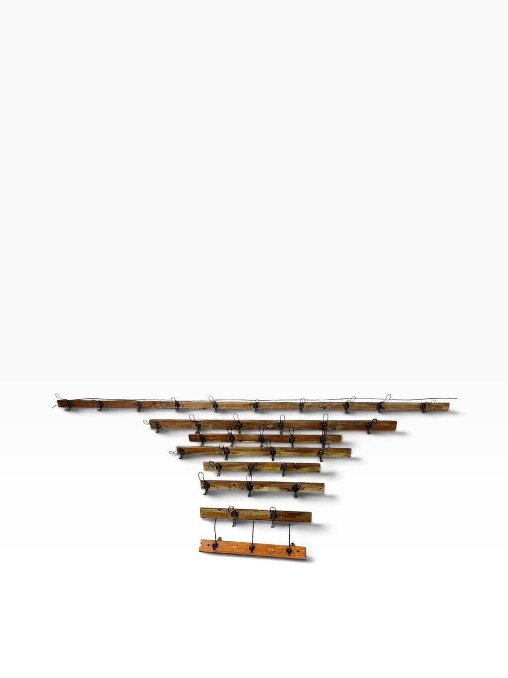 Vintage industrial wooden wall coat rack / wall coat rack
