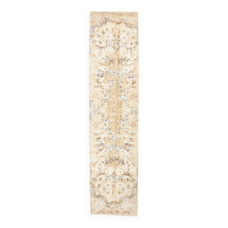 Tapis de couloir turc à motifs floraux beiges et marron, 2x10, 73x302 cm SK 7009