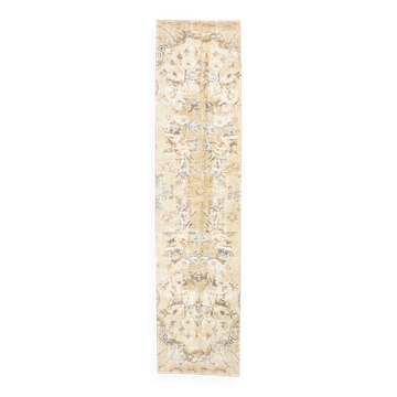 Tapis de couloir turc à motifs floraux beiges et marron, 2x10, 73x302 cm SK 7009