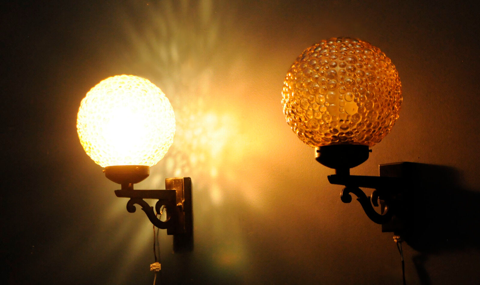 Bubble Glass Wall Lamps, Denmark 1960s, Set of 2