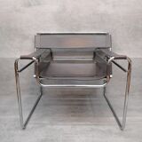 Marcel Breuer Wassily  grey leather B3 Chairs 1980s Italy