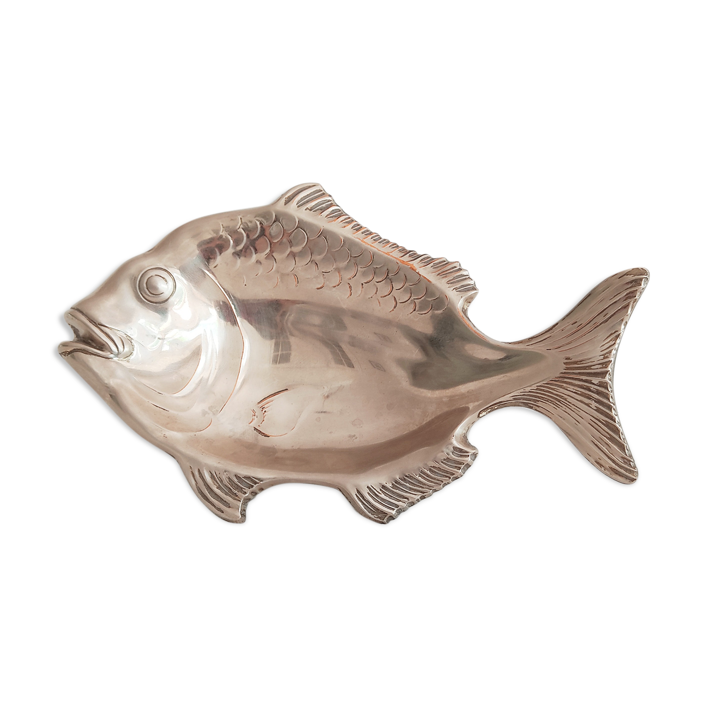 Vide poche poisson métal argenté