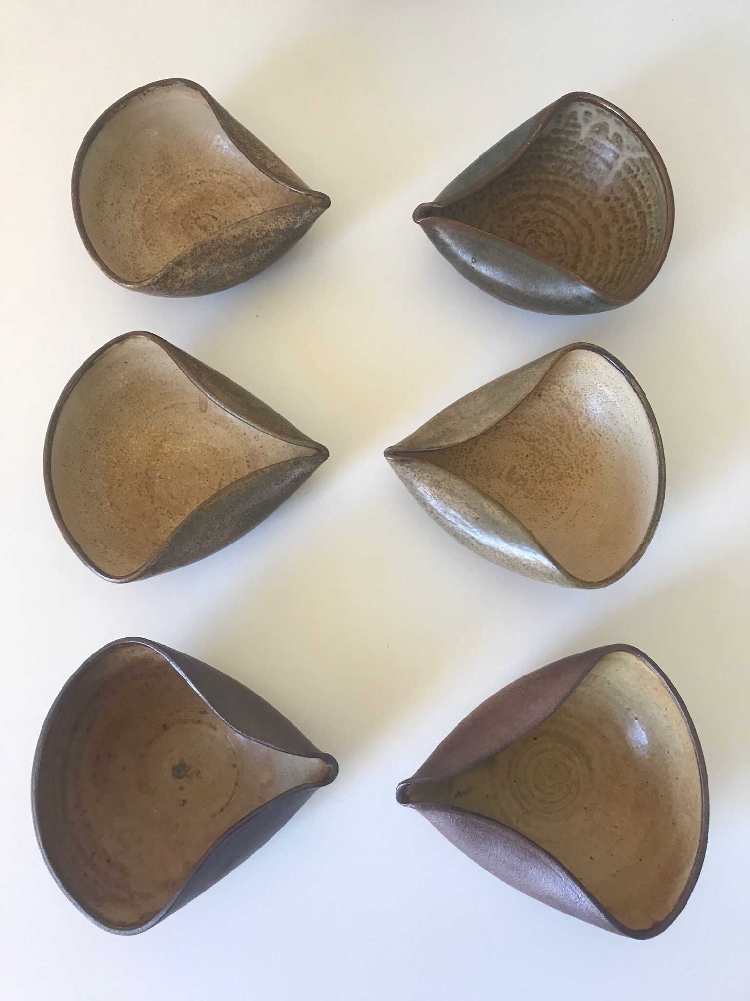 Lot of 6 cups ceramic sandstone by Jacques Lacheny