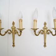 Sconces midcentury, pair of French wall sconces brass bronze