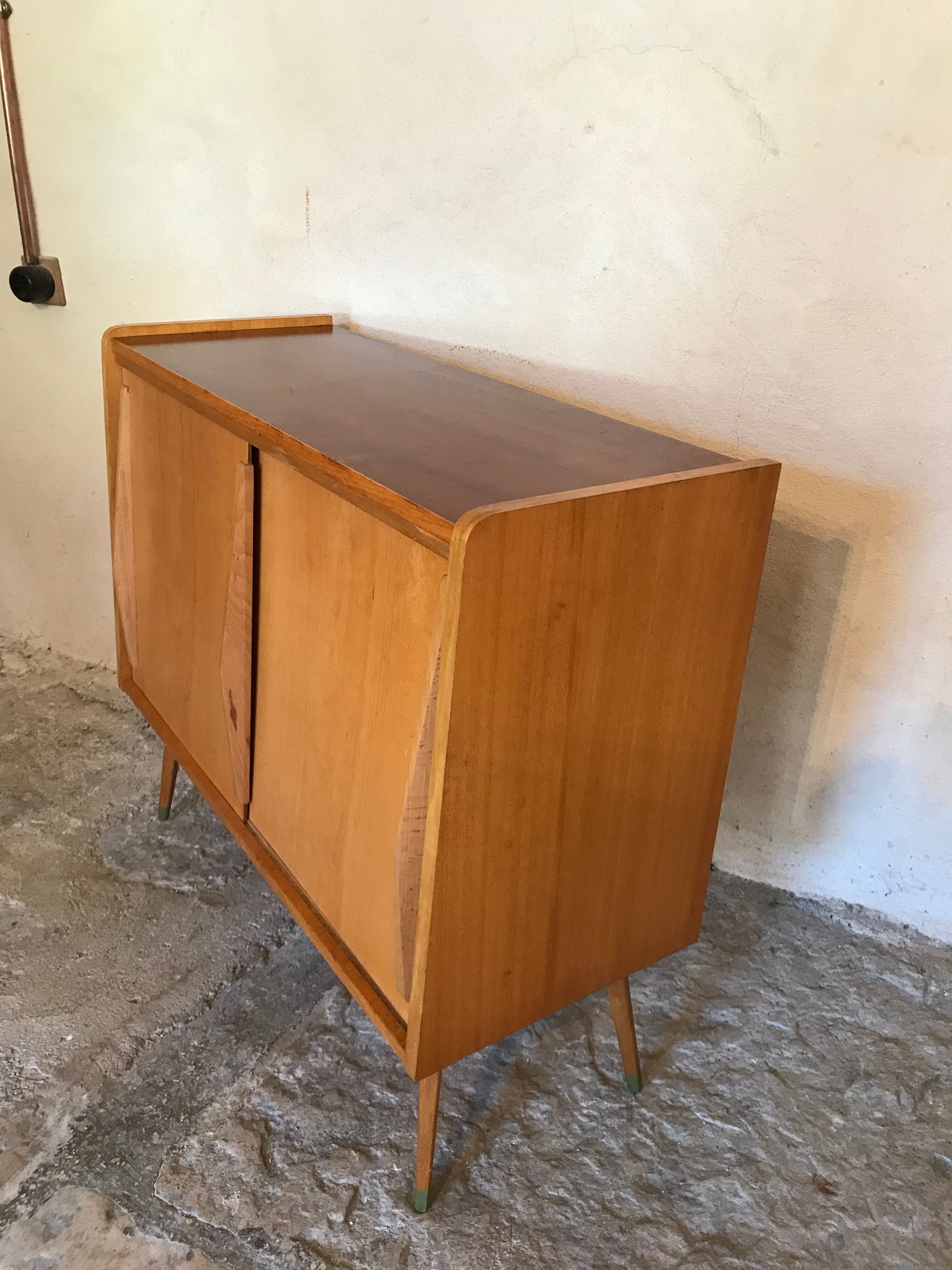 Vintage storage cabinet sliding doors and compass legs