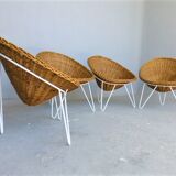 VINTAGE SALON IN RATTAN AND METAL. 1960