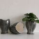 Series of 3 black and white ceramic pots 1950