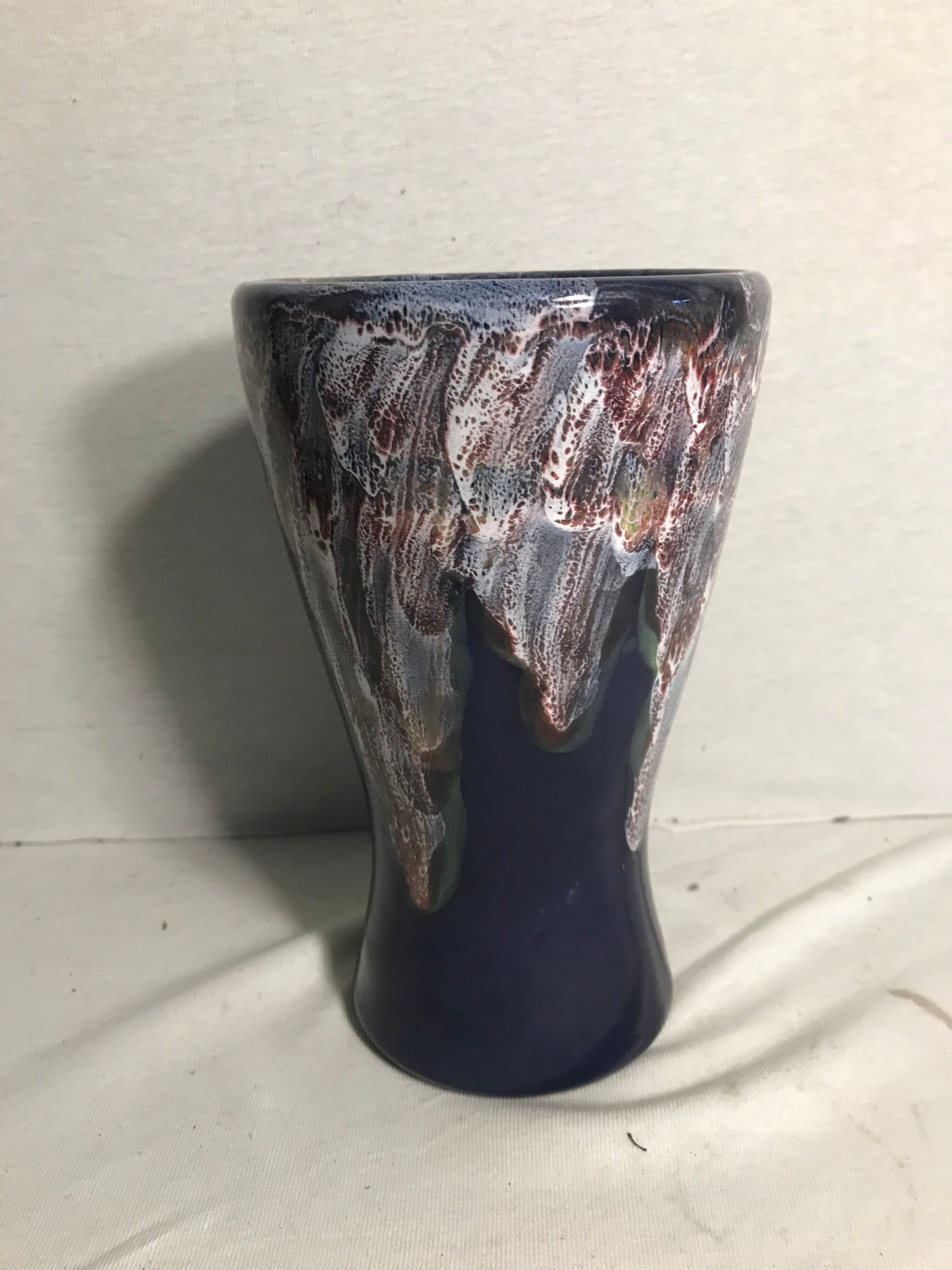 Ancien vase gaubier céramique multicolore années 70 vintage