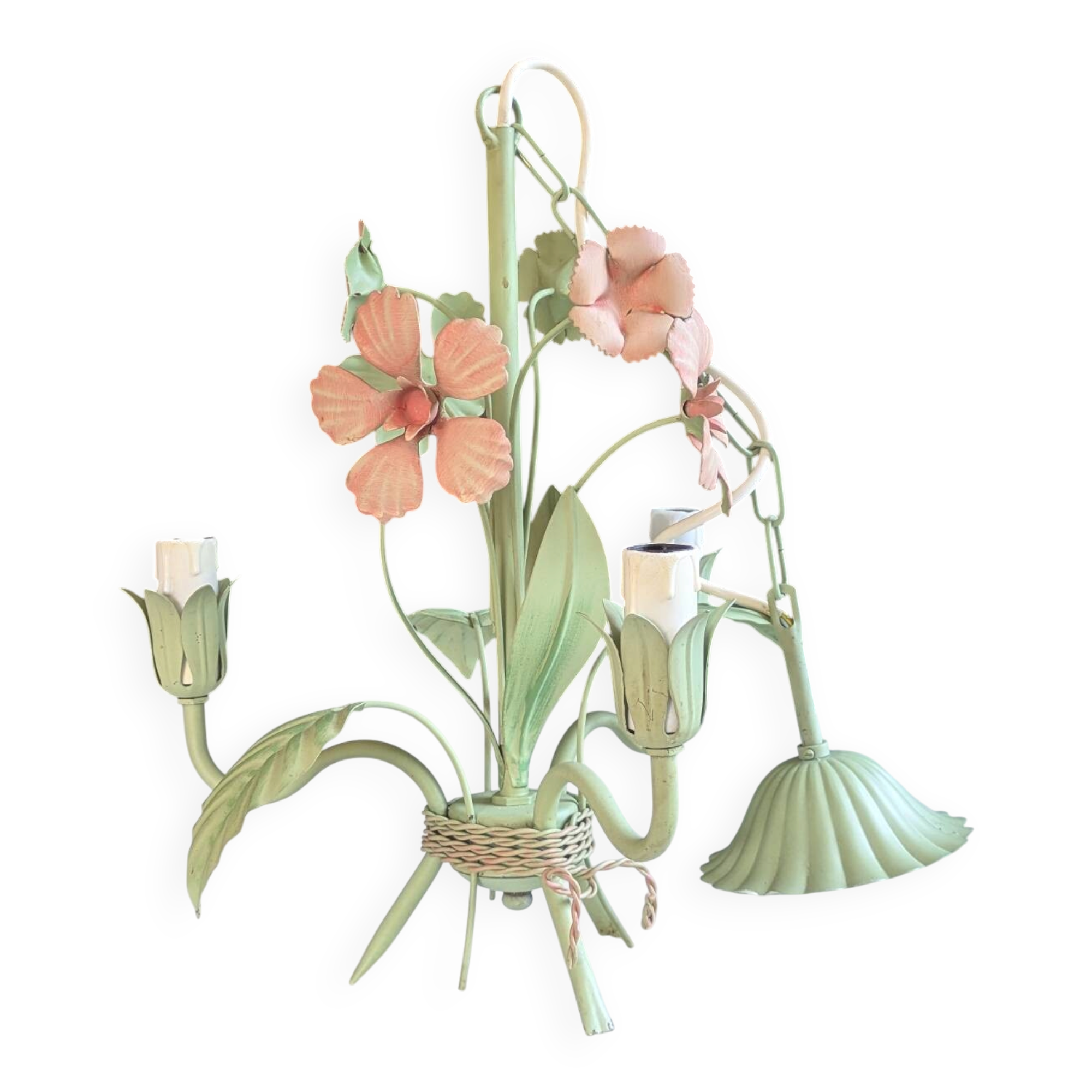 Ancien lustre fleuri italien