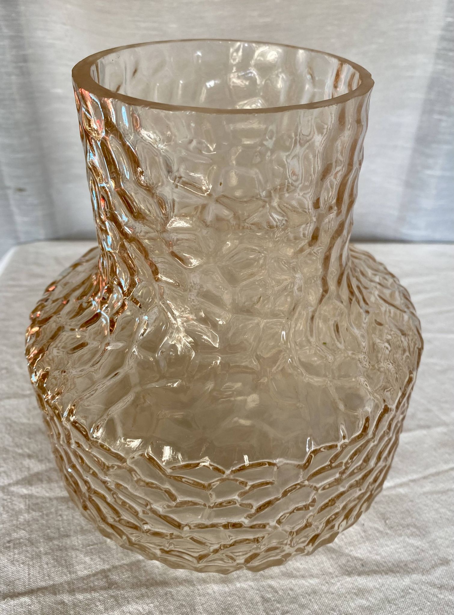 Vase scandinave vintage 1960 verre teinté texturé