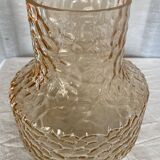Vintage Scandinavian vase from the 1960s, textured tinted glass