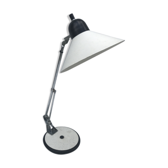 Lampe de table Aluminor orientable en métal blanc et chrome vintage