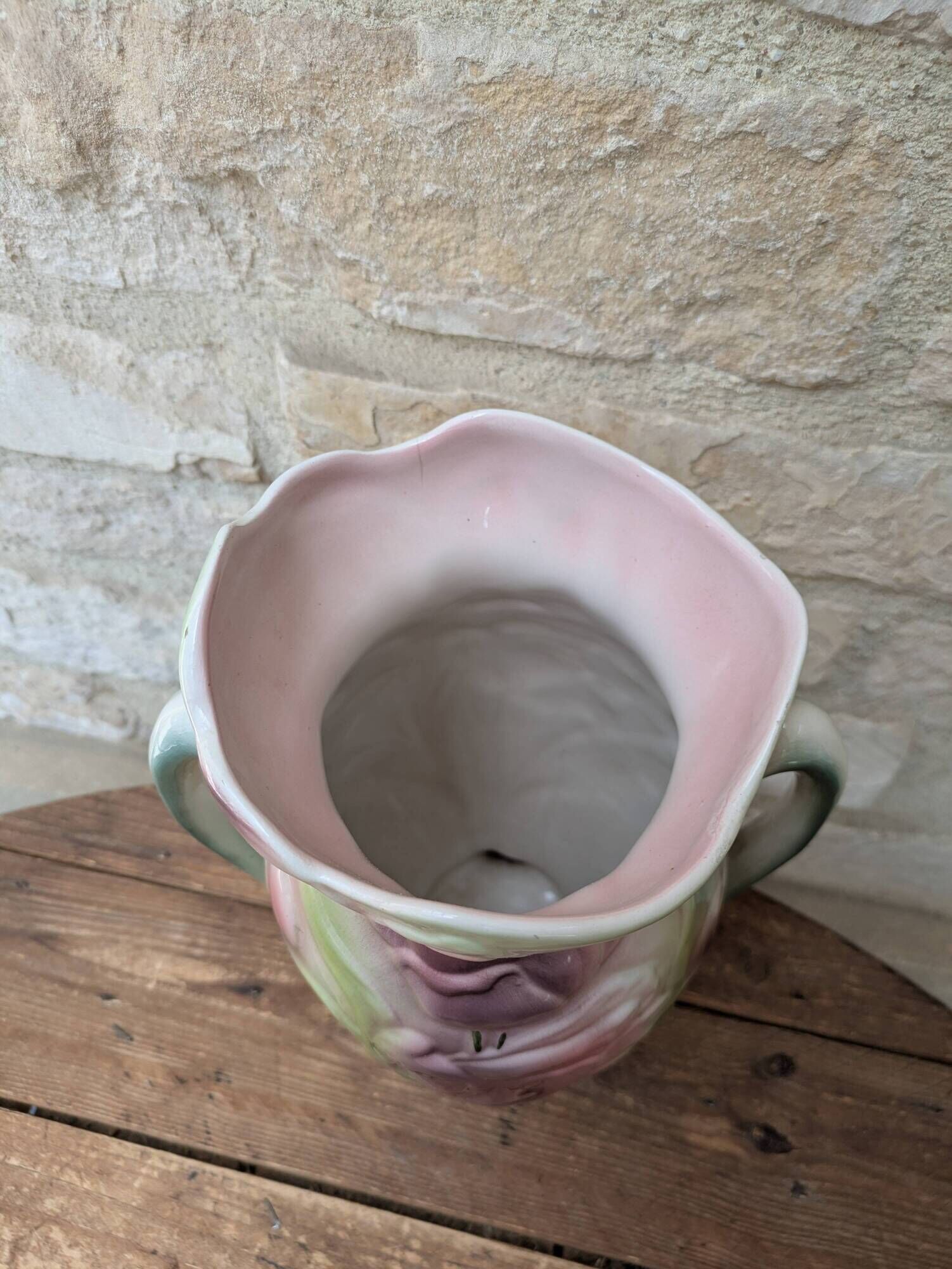 Art Nouveau barbotine vase Gerber Prestige Paris with floral decoration