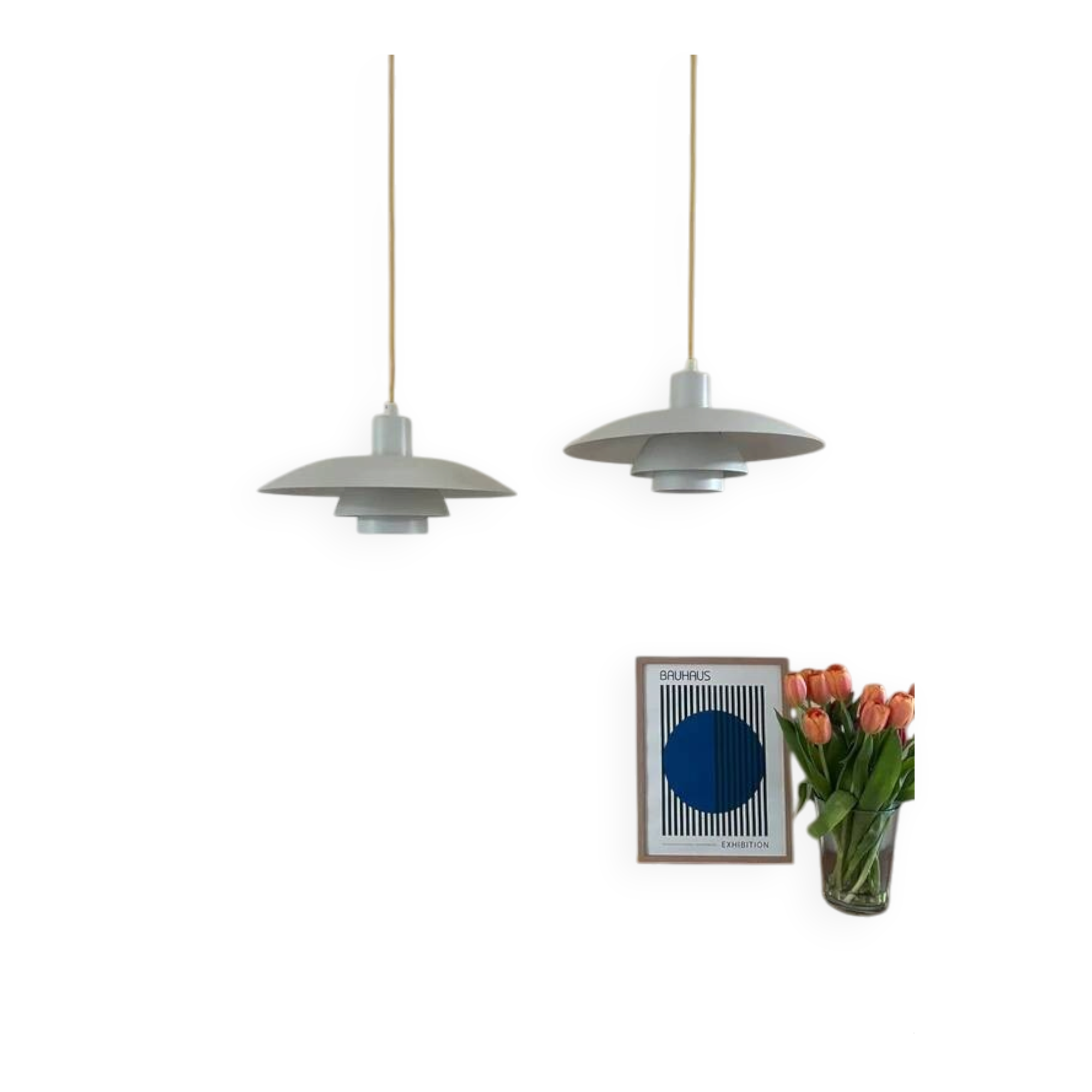 Vintage 2x Louis Poulsen PH4/3 + reflector - Poul Henningsen - Danish design lamp