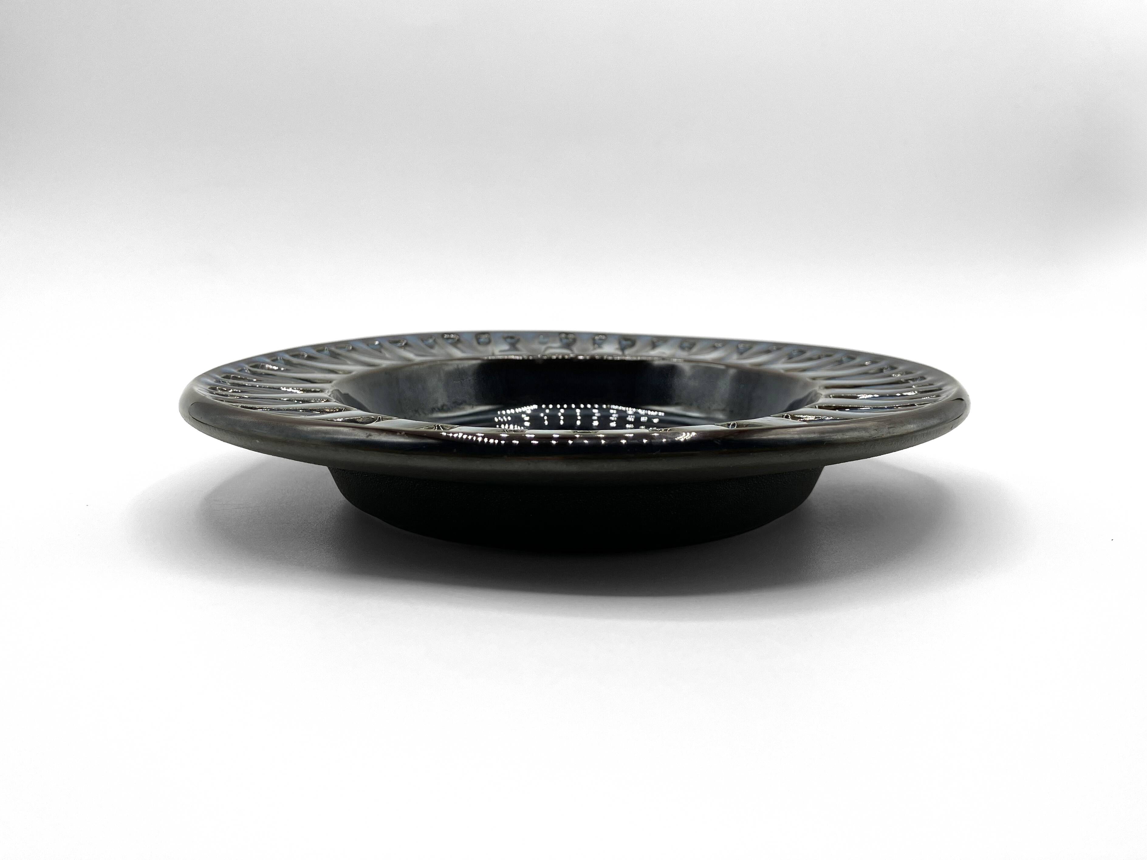 Søholm stoneware plate/dish/trinket tray 3184-2 • Blue series EJ64 by Einar Johansen • Denmark 1960s