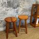 2 tabourets en pin vintage années 80