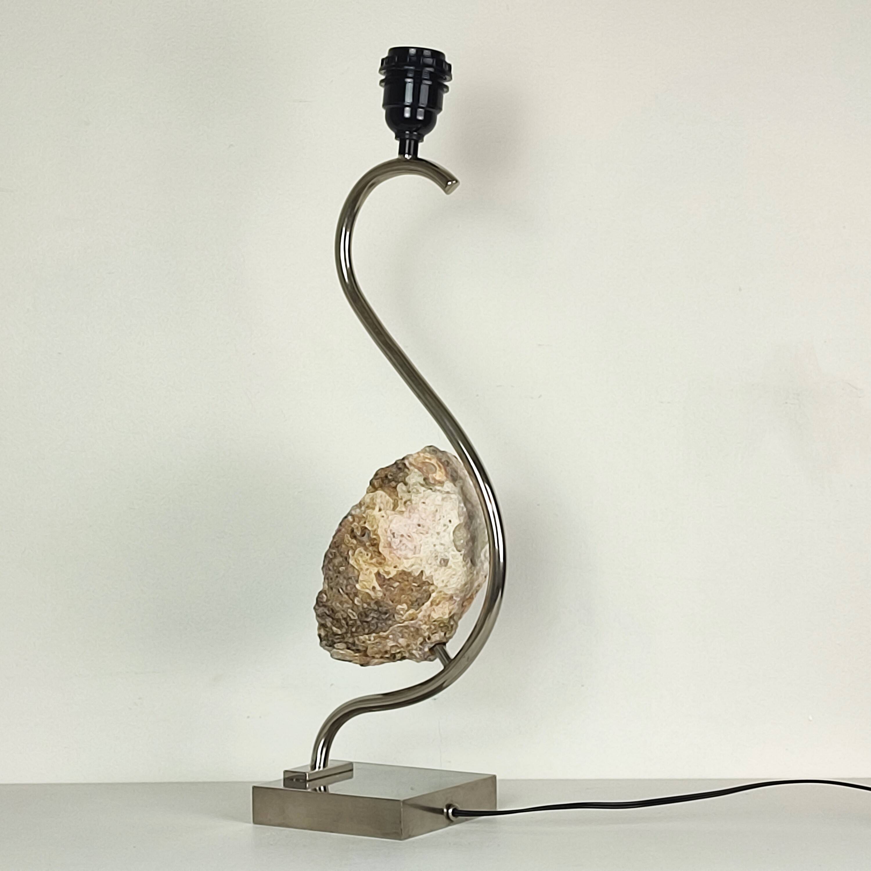 Pied de lampe chrome et améthyste du Brésil