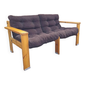 Yngve Ekström 2-seat suede pine sofa