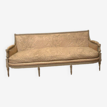 Banquette de style Louis XVI en hêtre patiné XX siècle