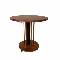 Vintage teak table with 6 narrow and 1 wide style, 1980s.