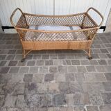 Vintage rattan cradle