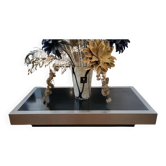 Table Basse ,française Roche Bobois aluminium et laquage bois noir glacé , 1970 Space Age
